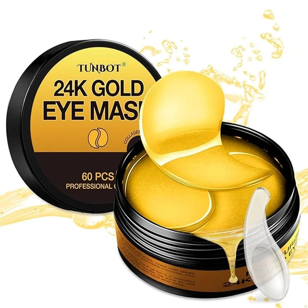 Tunbot Eye Mask - 60 Pieces - 24k Gold Eye Mask - Anti-Aging - Contains Collagen & Hyaluronic Acid - Removes Dark Circles,...