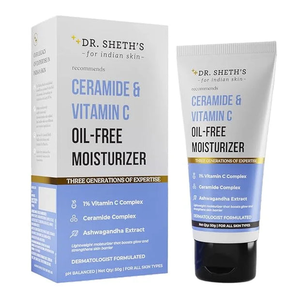 Dr. Sheth's Ceramide & Vitamin C Oil-Free Face Moisturizer | Enhances Glow & Strengthens Skin Barrier | Deeply Hydrates | ...