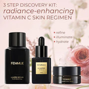 Lumière Discovery Kit (3pc) | With Vital C Serum, Refiner Face Toner, & Vital Cream Moisturizer | Hydrate & Plump Skin wit...