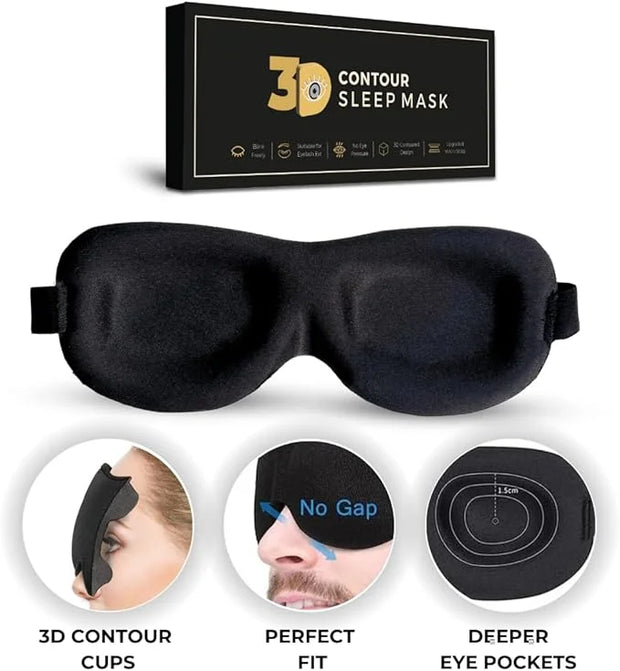 3D Contoured Eye Mask for Sleeping | Sleep Mask for Side Sleepers | Eyelash Extensions with Velcro Closure | Shade Cover |...