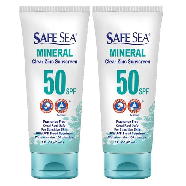 Safe Sea Zinc Oxide Sunscreen SPF50 | Clear Mineral Face Sunscreen Without White Cast | Anti-Jellyfish Sting Protective Lo...
