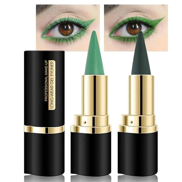 Kaely 2Pcs Light Dark Green Gel Eyeliner Pencils Set,Waterproof Color Colored Eye Liner Crayon,Cat Eye Stencil Gothic Hall...