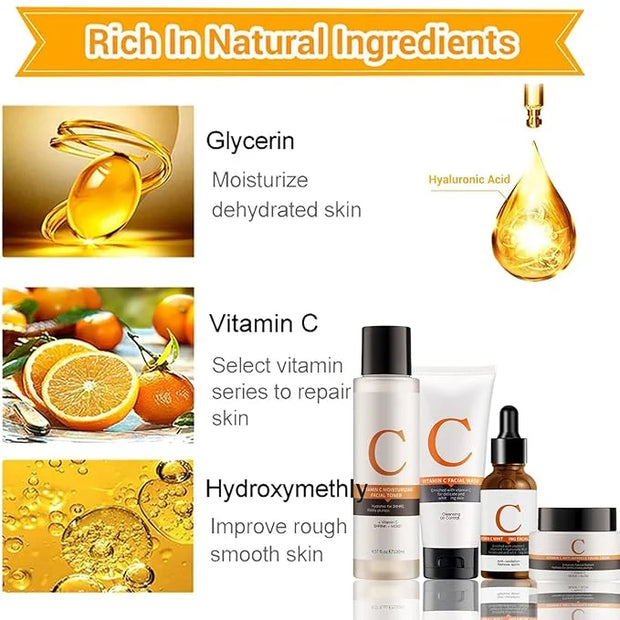 Vitamin C Skin Care Sets & Kits, Skincare Gift Set for Teenage Girls, Women Beauty Gift Sets Skin Care Kit with Cleanser,T...