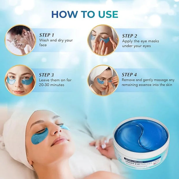 Under Eye Patches for Dark Circles: Under Eye Mask for Wrinkles - Eye Bags - Fine Lines - Puffy Eyes - Gel Mask - Amino Ac...