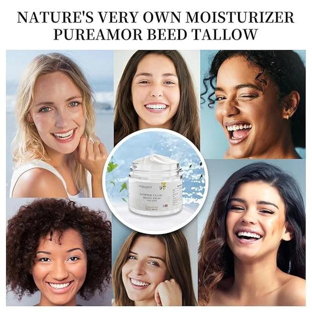 Beef Tallow for Skin Made in USA, Grass-Fed Beef Tallow for Face, Quick Absorbing, Hydrating Tallow Face Moisturizer, Whip...