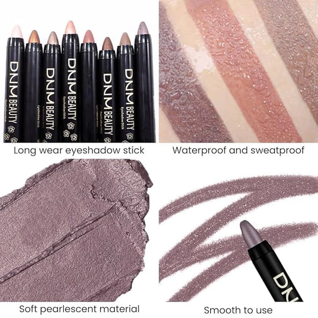 evpct Smoky Amethyst Shimmer Cream Eye Shadow Brightener Sticks Set for Eyes, Smoky Shimmery Matte Pencil Eye shadow Appli...