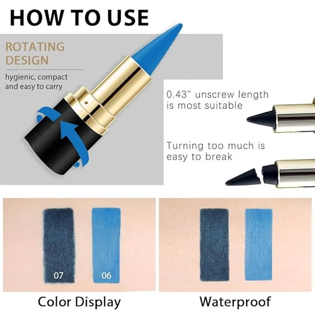 Kaely 2Pcs Light Dark Blue Gel Eyeliner Pencils Set,Waterproof Color Colored Eye Liner Crayon,Cat Eye Stencil Gothic Hallo...