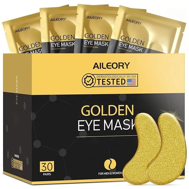 Under Eye Patches (30 Pairs) – 24K Gold Collagen Eye Masks for Puffy Eyes, Dark Circles, Bags, and Wrinkles – Soothes, Smo...