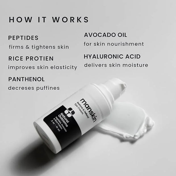 Man Skin Eye Cream for Men - Restore & Defend Anti Aging Eye Cream with Peptides, Avocado Oil and Rice Proteins - Product ...