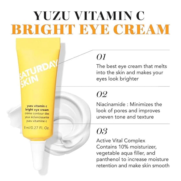 Saturday Skin 3-Piece Skin Care Set Yuzu Vitamin C Sleep Mask Yuzu Vitamin C Bright Toner and Eye Cream Overnight Facial M...