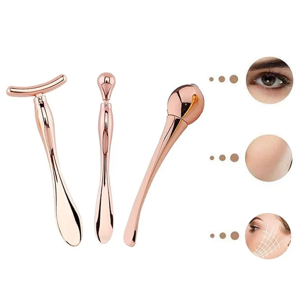BetterJonny 3Pcs Metal Eye Cream Applicator Roller Wand Stick, Cosmetics Spoon Eye Cream Massager Wand Girls Women Facial ...