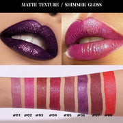 Shimmer Gloss Lipstick, Slicks Lip Gloss Diamond Shiny Pink Dark Red Purple Glitter Sparkly Glossy Shimmer Waterproof Girl...