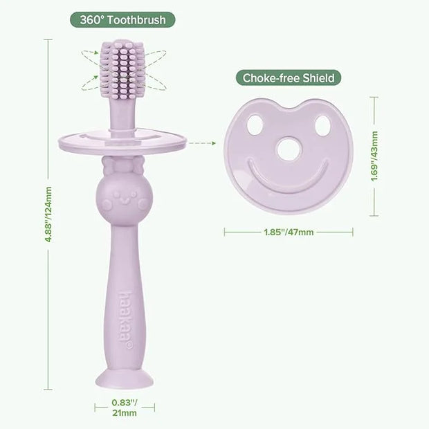 haakaa 360° Baby Toothbrush with Suction Base - Gentle Cleaning for Infant Self-Brushing Training, Sorft Food-Grade Silico...