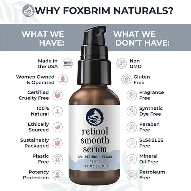 Retinol Face Serum - 3% Retinol - Anti Aging Night Serum - with Gotu Kola, Hyaluronic Acid, Horsetail Extract & Organic Jo...