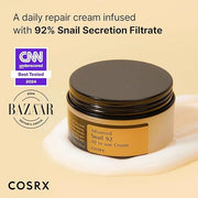 COSRX Snail Mucin 92% Face Moisturizer, 3.52 Oz, Lightweight Moisturing Cream for Soft, Glowy Skin, Korean Skin Care, Kore...