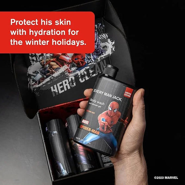 Every Man Jack Marvel Collectors Box Body Wash Gift Set - Includes Four Body Washes with Clean Ingredients - Marvel-Inspir...