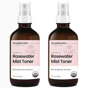 Rose Water Spray for Face & Hair (2-Pack) - Organic USDA Certified Rosewater Facial Toner - Alcohol-Free Makeup Setting Hy...