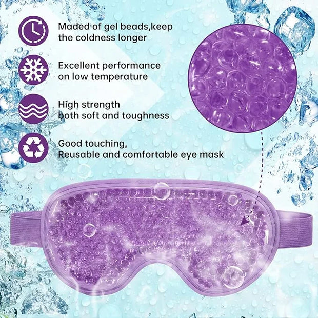 2 PCS Ice Eye Mask Reusable Hot Cold Therapy Gel Bead Eye Mask for Puffiness/Dark Circles/Eye Bags/Dry Eyes/Headaches/Migr...