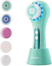 Face Scrubber Exfoliator,Facial Cleansing Brushes Rechargeable IPX7 Waterproof with 5 Brush Heads,Electric Face Spin Brush...