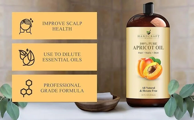 Handcraft Blends Apricot Kernel Oil - Cold-Pressed 28 Fl Oz - 100% Pure and Natural - Premium Grade Carrier Oil for Skin a...