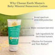 Earth Mama Baby Mineral Sunscreen Lotion SPF 40 | Reef Safe, Non-Nano Zinc, Natural Water Resistant Sun Cream for Babies, ...