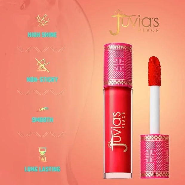Juvia's Place, Lip Gloss Reflect Cherry Love, Red The Reds & Berries,Long Lasting Hydrating, Rich, Bright, 16 oz. - Produc...