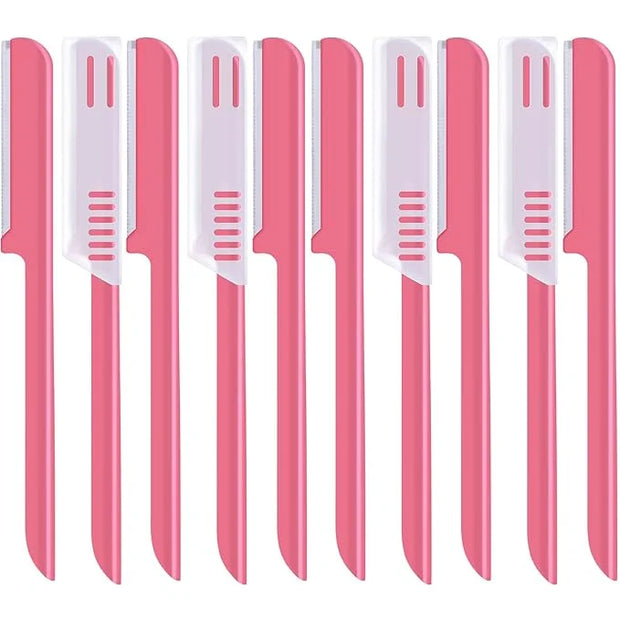 10 Pieces Eyebrow Razor for Women Facial Shaver Razor Brow Shaper Eyebrow Trimmer Dermaplaner Shaping Tool with Cover (Pin...