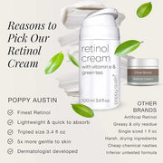poppy austin Retinol Cream for Face 3.4OZ, High-Strength Retinol Night Cream - Cruelty Free Wrinkle Cream - Anti Aging Eye...