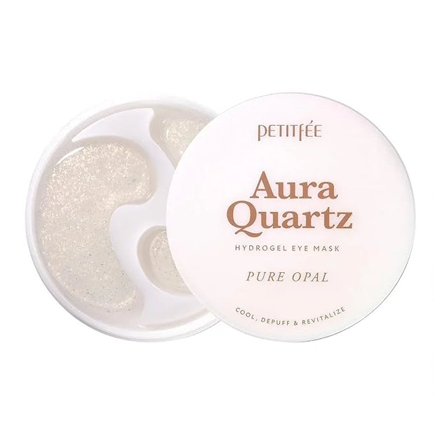 Petitfee Aura Quartz Eye Mask Pure Opal 40 pcs (20 pairs) - Rejuvenating Hydrogel Eye Patch for Puffy Eye Bags, Cooling, D...