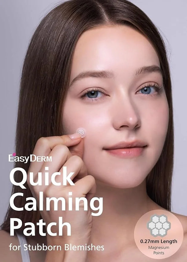 EasyDerm Quick Calming Magnesium Patches – Hydrocolloid Acne Spot Treatment Includes Tweezers & Ampoule, 10 Patches, Zit S...