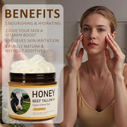 Beef Tallow, Beef Tallow for Skin, Tallow Face Moisturizer, Honey-Flavoured Whipped Tallow Face Cream Moisturizer Beef Tal...