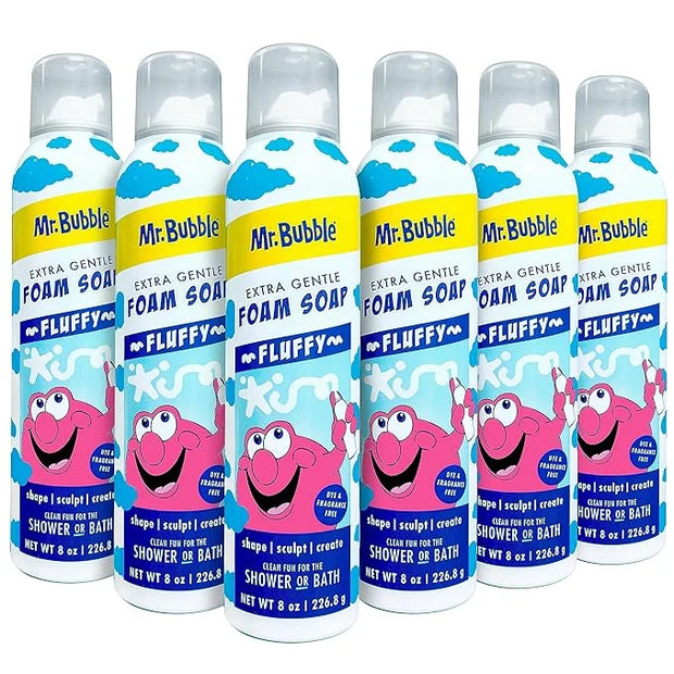 Mr. Bubble Extra Gentle Foam Soap - Fragrance Free Kids Hand and Body Wash 8OZ, Pack of 6 - Product Image