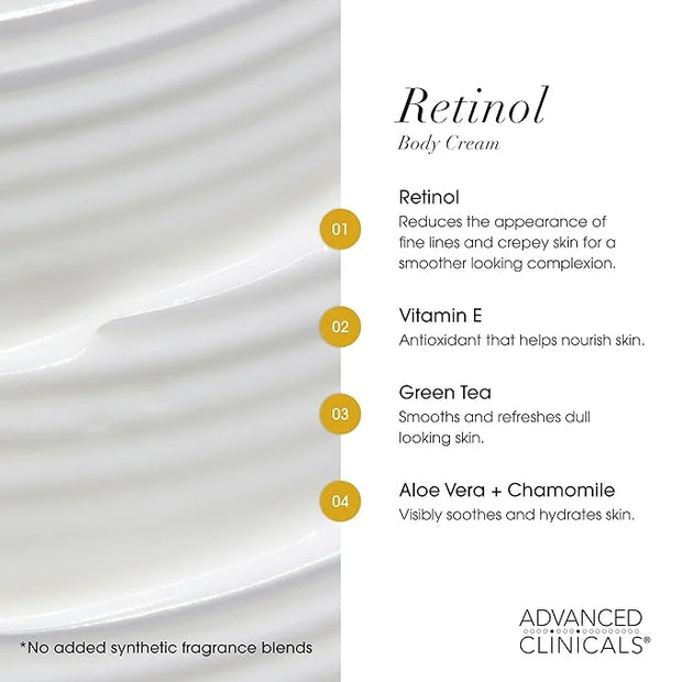 Advanced Clinicals Retinol Body Lotion & Face Moisturizer | Visible Anti Aging Skin Care Retinol Body Cream For Women & Me...