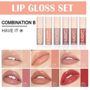 CAHIUYOA Light Lipgloss 6PCS Lip Gloss Set,Nude Pink Lip Gloss Kit Shine Glossy and Moisturizing,Lip Plumping Lip Gloss Pa...