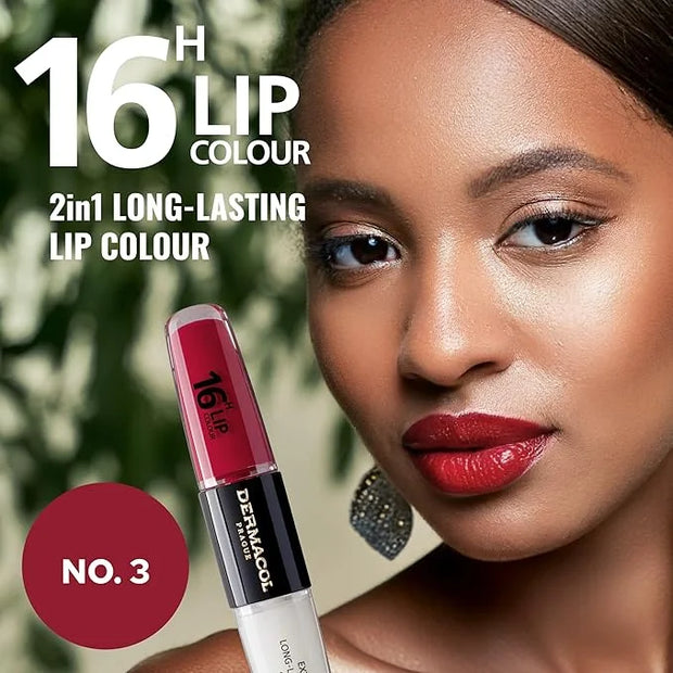 Dermacol NEW 16-Hour Lip Colour, Highly Pigmented Glossy Lip Stain, Two-Phase Lip Plumper Gloss, Kissproof Lip Makeup Prod...