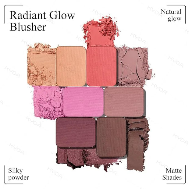 KYDA Powder Blush, Radiant Glow Face Blusher, Blendable Formula, Lasting Moisturizing, Ultra Fine Lightweight Texture, Ros...