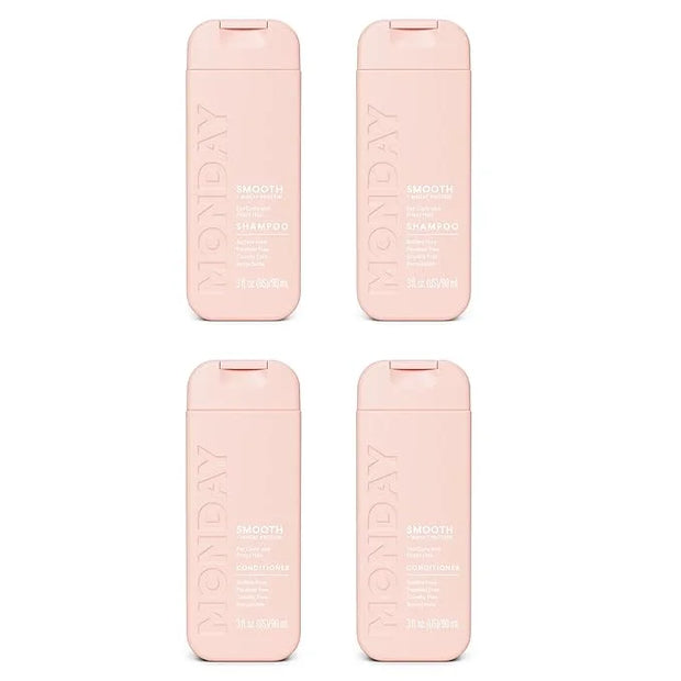 Monday Haircare Smooth Shampoo & Conditioner Travel Pack - 3oz, 90ML Travel Kit (2 x Shampoo,2 x Conditioner) - Product Image