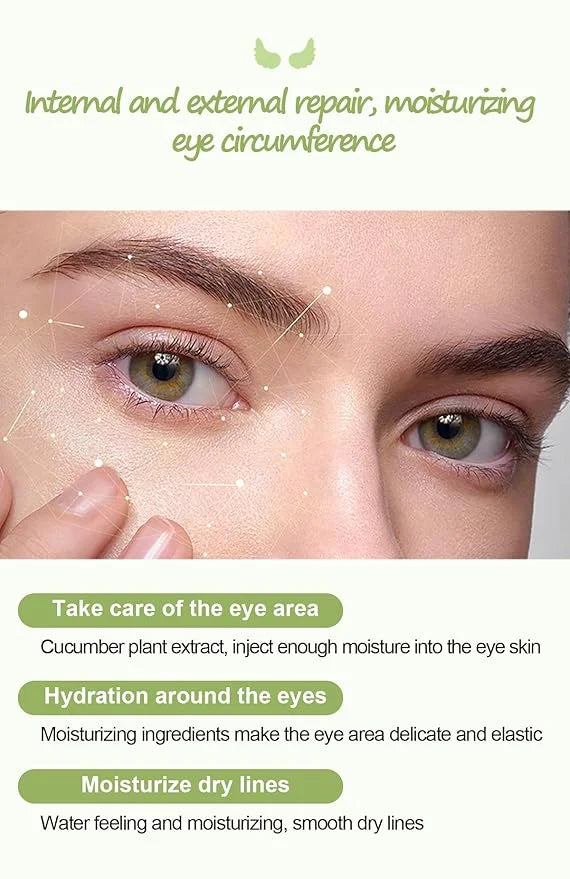 12Pcs Under Eye Patches for Dark Circle, Cucumber Moisturizing Hyaluronic Acid Eye Mask, Crystal Angle Wings Mask, Hrydrat...