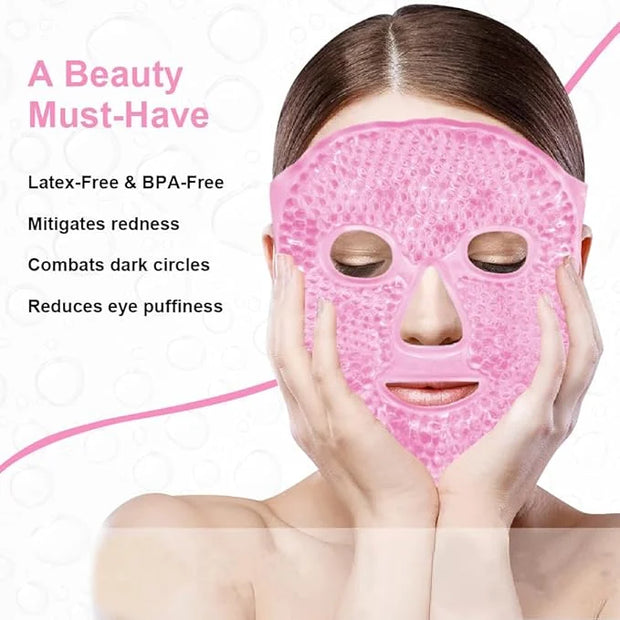 Cold Face Eye Masks Ice Face Mask Hot Cold Compress For Dark Circles, Puffiness, Migraines, Headache, Stress, Redness, Coo...