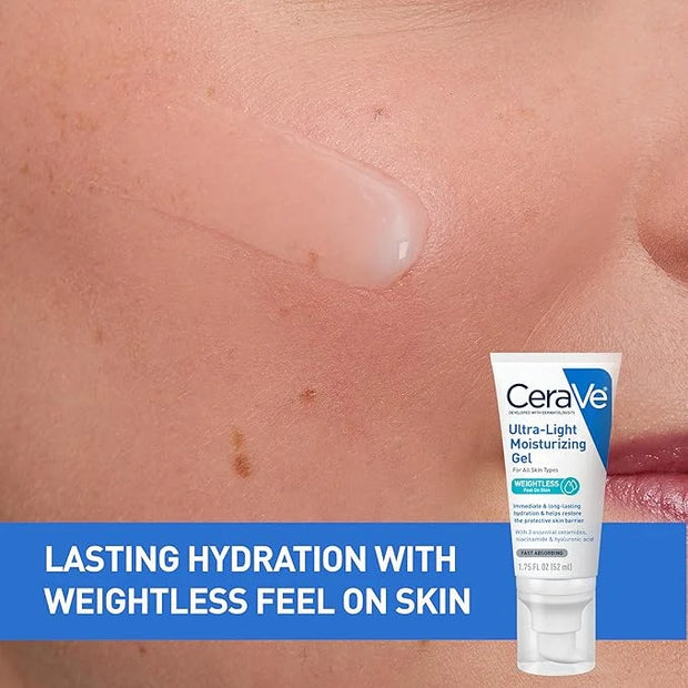CeraVe Ultra-Light Moisturizing Gel, Hydrating Gel Face Moisturizer with Ceramides, Niacinamide, Hyaluronic Acid, Fragranc...
