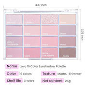 16Colors Pink Nude Taupe Basics Matte Eyeshadow Palette,Muted Pink Eye Shadow Makeup Travel Makeup Palette all in one Long...
