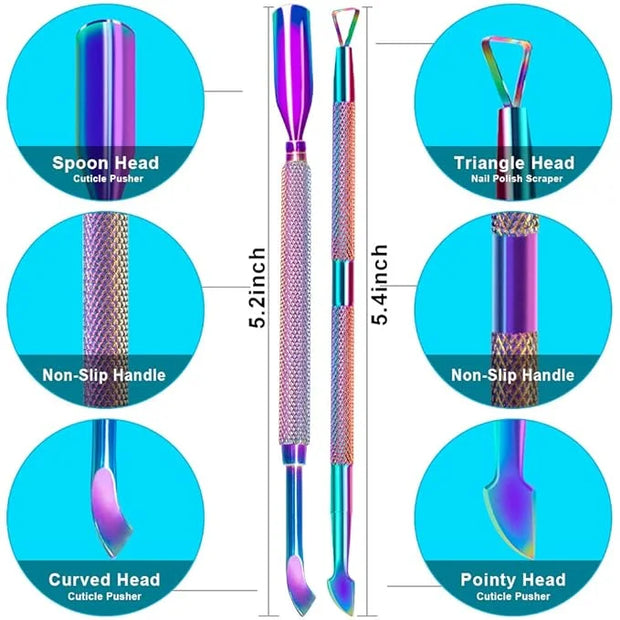 2PCS Metal Chameleon Cuticle Pusher
