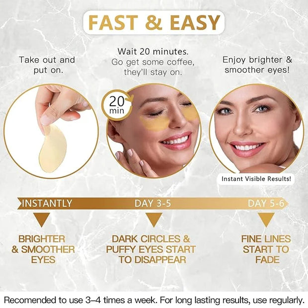 Danvisit 60 Pcs Under Eye Patches: 24K Gold Eye Masks for Dark Circles and Puffiness Anti-Aging & Rejuvenating Hydrogel Ey...