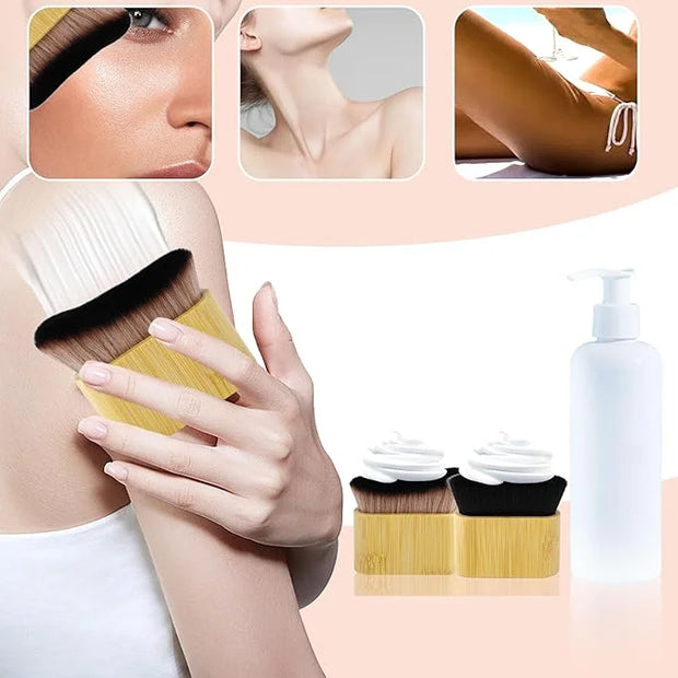 2pcs Self Tanner Brush, Sunscreen Tanning Brush for Self Tan Flat & Curved Head Brush for Body Instant Makeup Buffing Brus...