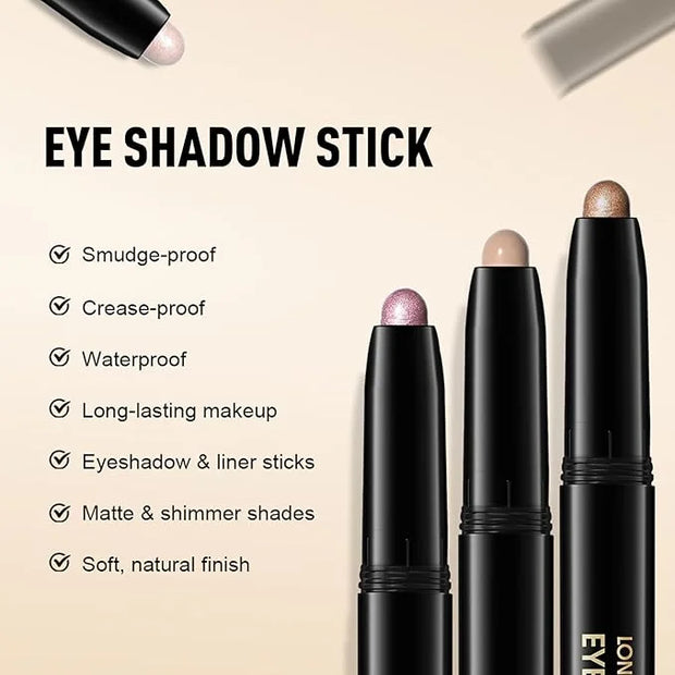 Eyeshadow Stick Waterproof Long Wear Cream Eye Shadow Pencil Single Shimmer Glitter Blendable Smokey Eyeshadow Crayon Crea...