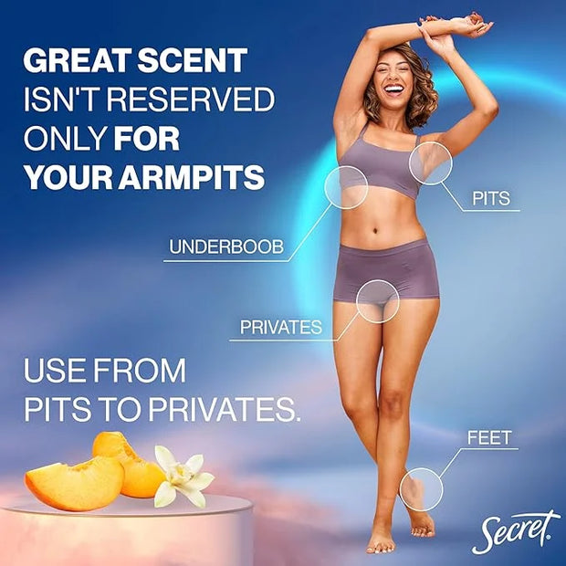 Secret Whole Body Deodorant Cream for Women, Peach & Vanilla Blossom Scent, Aluminum Free Deodorant, 72 HR Odor Protection...