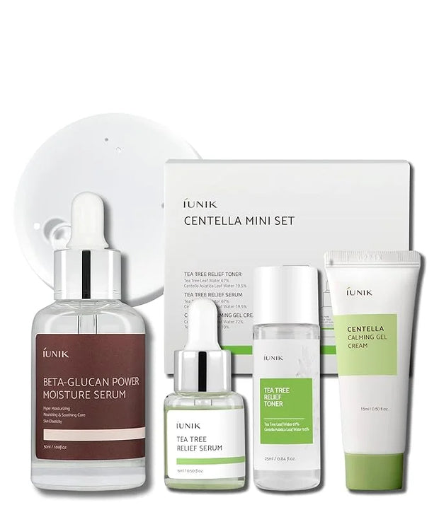 iUNIK Centella Mini Set, Travel Friendly Skincare Set, Ultra calming and hydrating for sensitive skin: Tea Tree Relief Ton...