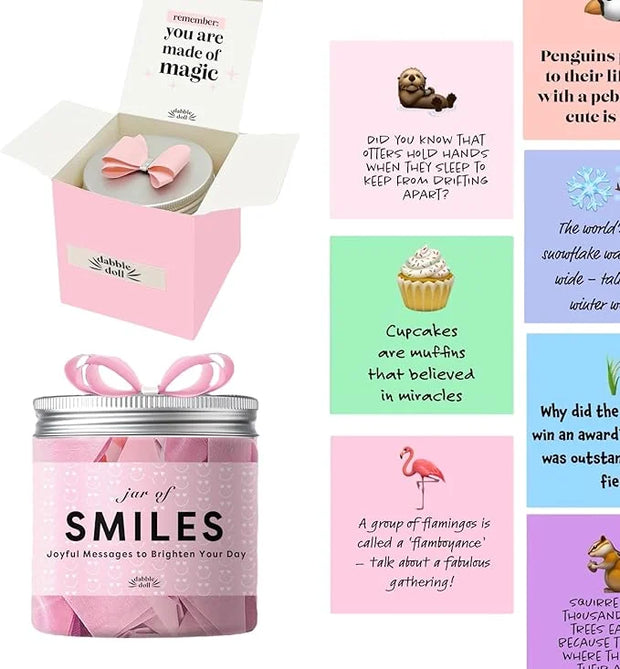 Jar of Smiles, Joyful Messages to Brighten Your Day, 30 Quote Cards, Gift for Mom, Daughter, Granddaughter and Friends wit...