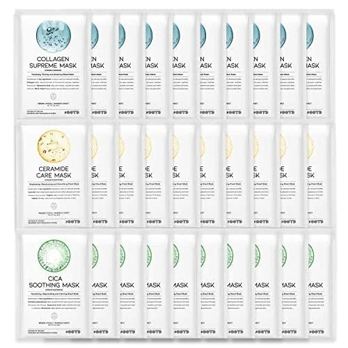 Hydrating Soothing Sheet Masks Gift Set for Skincare, Korean Vegan Sheet Mask for Dry, Sensitive Skin, Calming, Smoothing,...