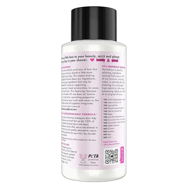 Love Beauty and Planet Shampoo Milk Moisture and Bounce for Waves and Curls Rice Oil and Angelica Essence 100 percent Biod...